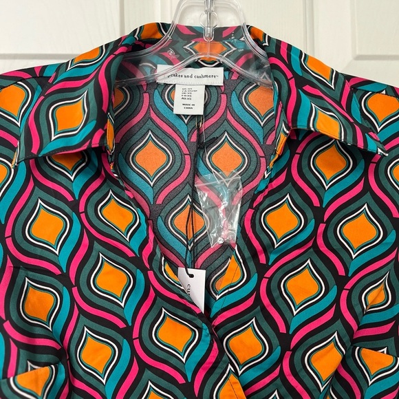 NWT Cupcakes and Cashmere Multicolour Geo Print Wrap Blouse XS - Picture 6 of 14